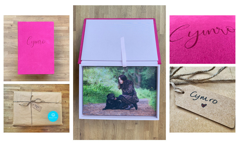 Customised Folio Box of Images in Fuchsia Pink